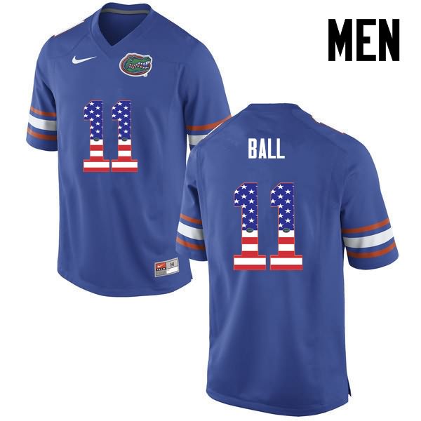 NCAA Florida Gators Neiron Ball Men's #11 USA Flag Fashion Nike Blue Stitched Authentic College Football Jersey KMV5164ZF